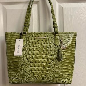 Brahmin Green Croco Embossed Tote